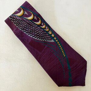 LT Designs Neck Tie 100% Silk Purple Gray Green Gold Abstract Menswear